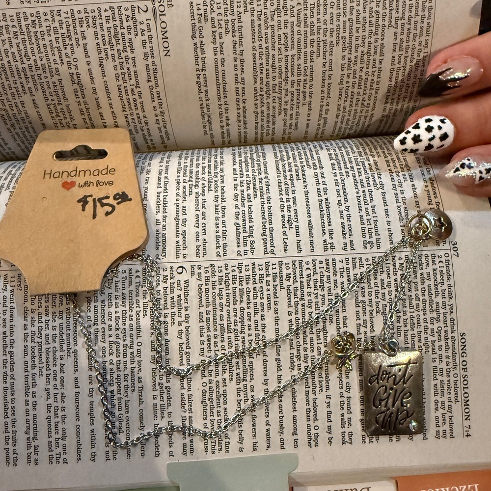 Silver Chain Necklace with Engraved Pendant